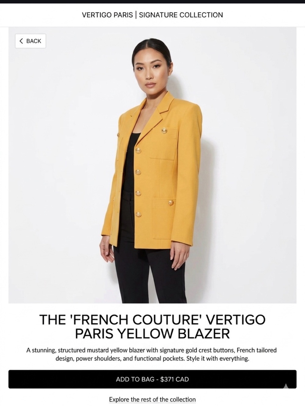 🔥Vertigo Paris French Couture! Yellow Blazer !